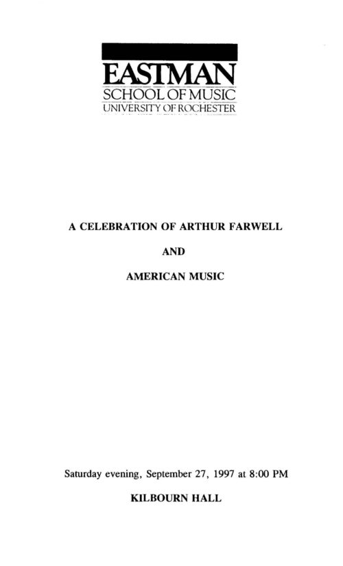 1997 September 27 A Celebration of Arthur Farwell and American Music_Page_1 A Celebration of Arthur Farwell and American Music Concert program Page 1