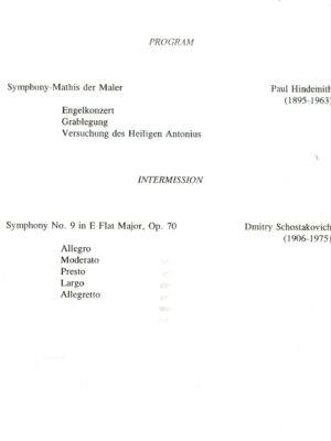 Concert program of March 2nd, 1998.