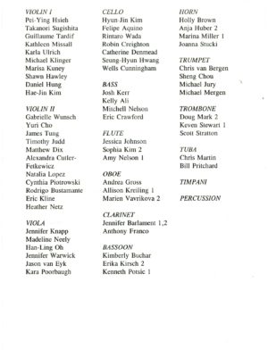 Concert program of March 2nd, 1998.