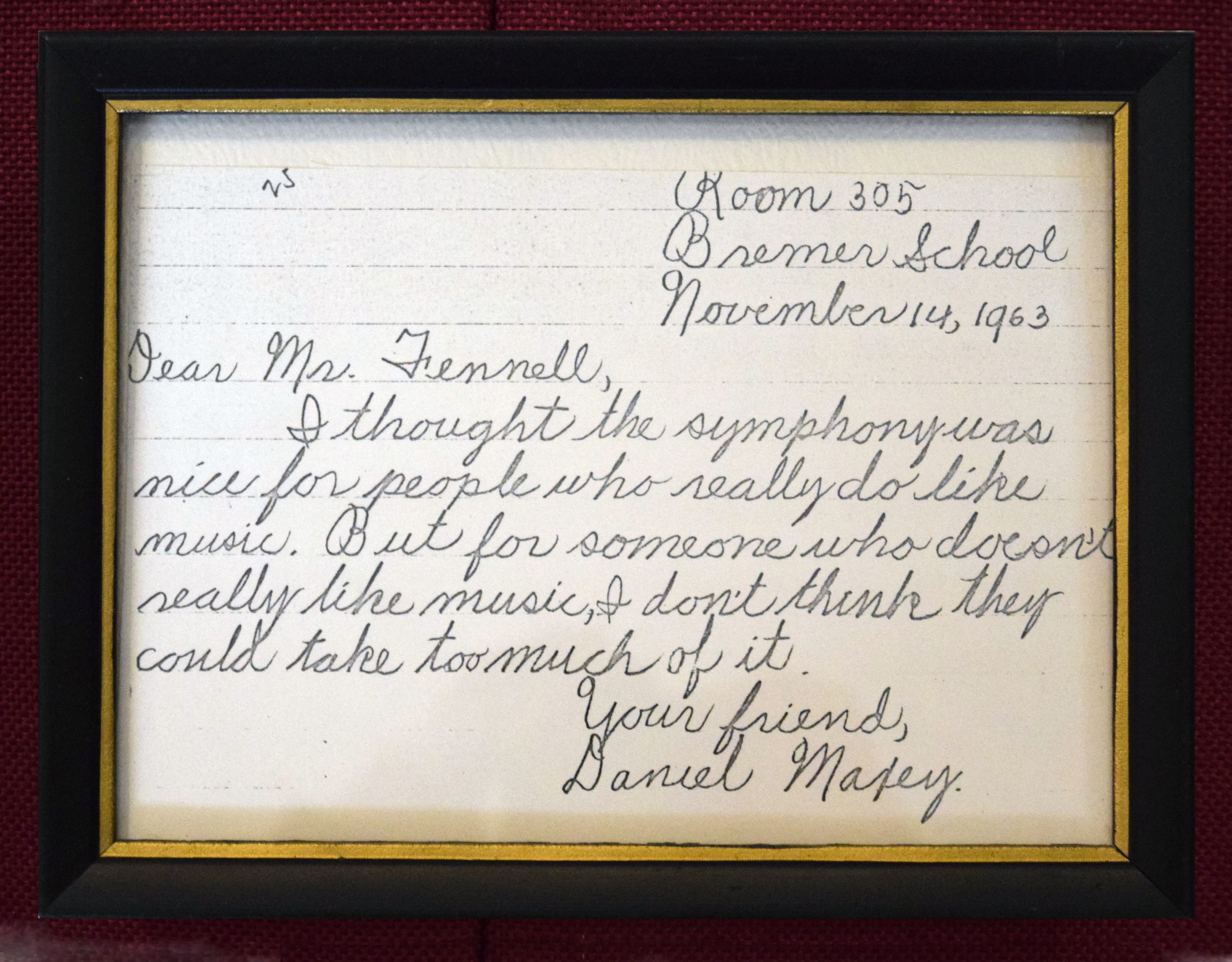 Letter from Daniel Masey (1963) Letter from Daniel Masey