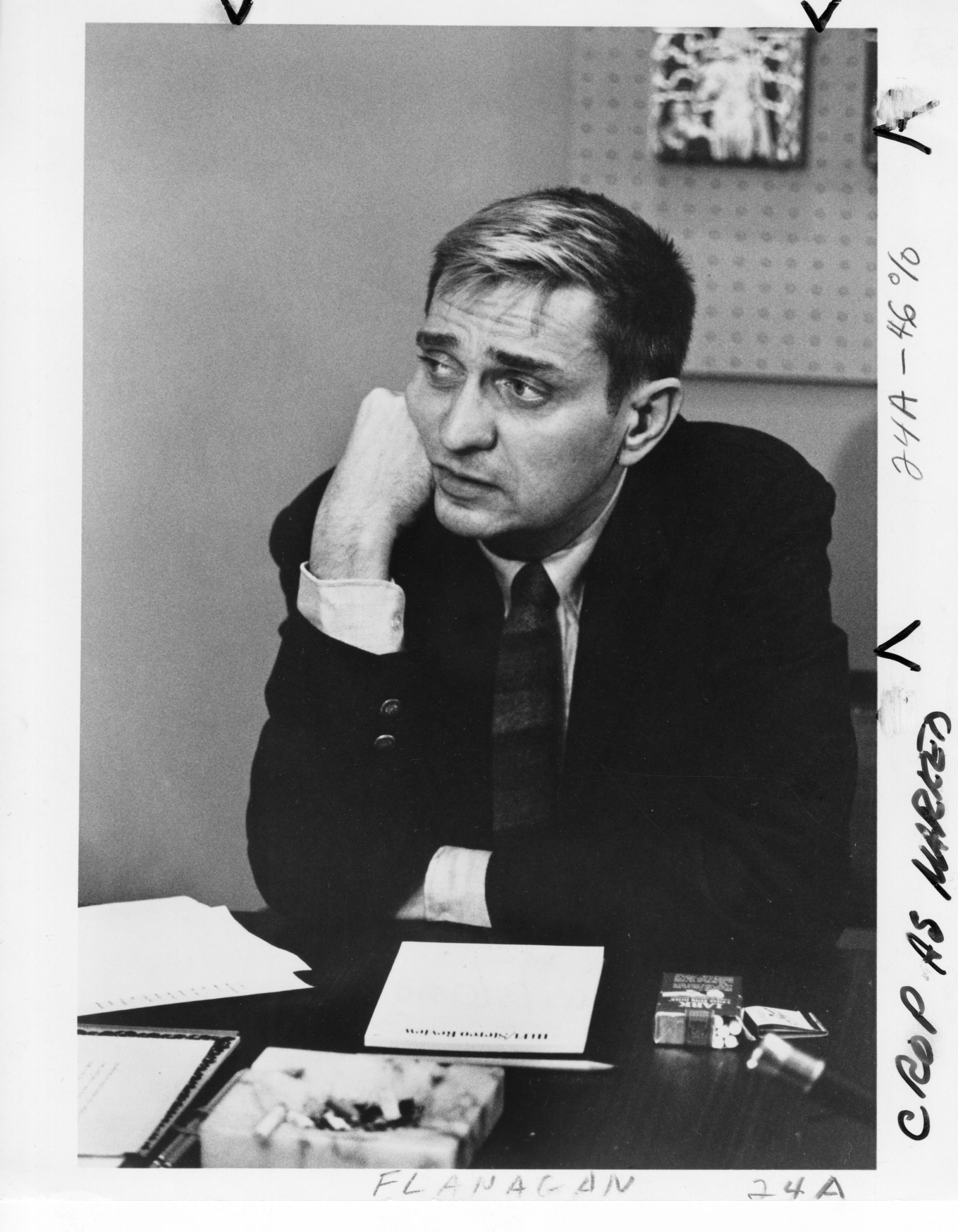 9 ESPA 8x10 box 11-24 with margins William Flanagan, critic and review for Stereo Review; photo presumably dating from the 1960s. Photo attribution: Stereo Review. Eastman School of Music Photo Archive, 8x10, box 11, sleeve 24.