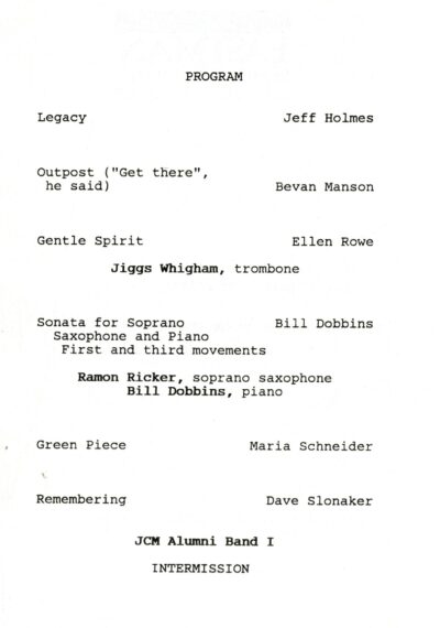 April 21, 1990 page 2 printed program, April 21, 1990