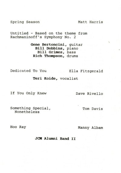 April 21, 1990 page 3 printed program, April 21, 1990