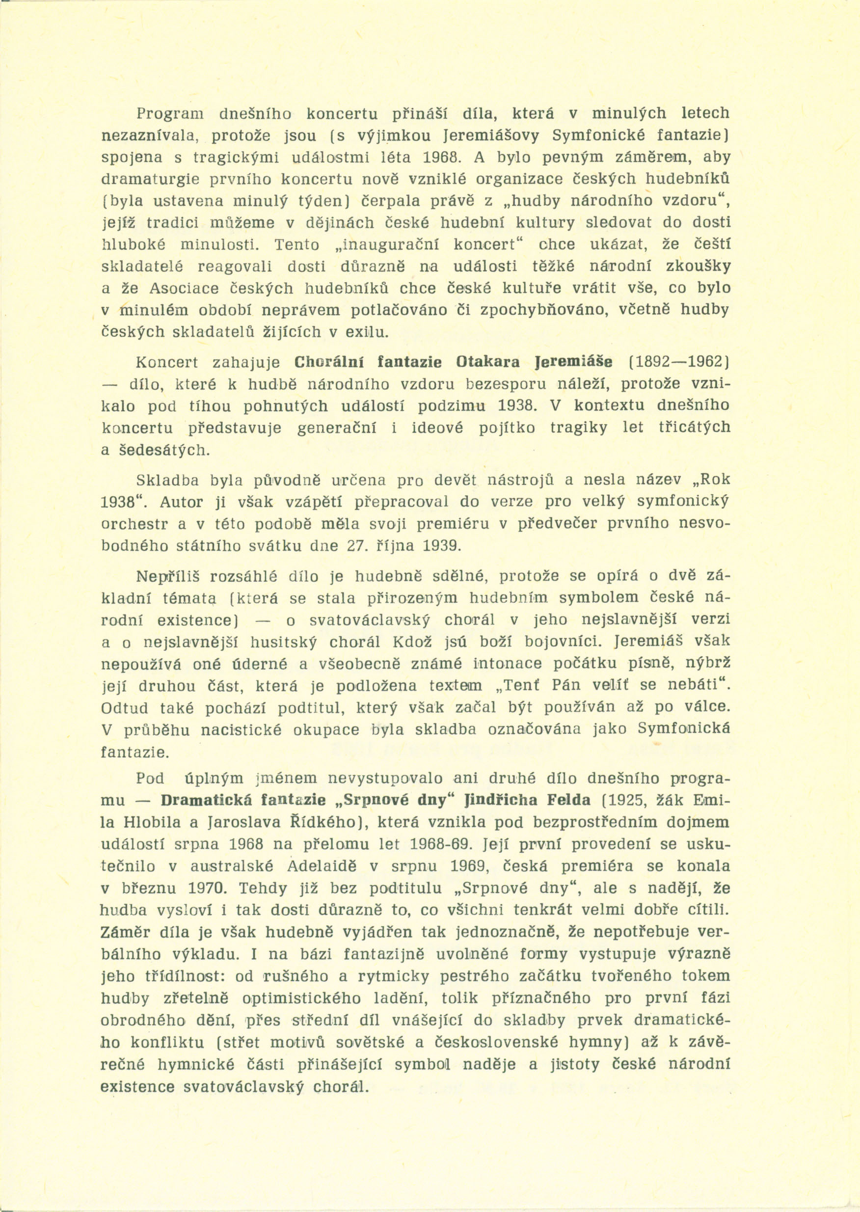 Program from Prague premiere (page 2).