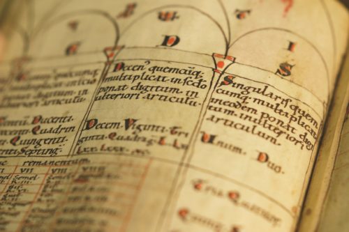 Closeup of page from Rochester Codex