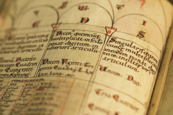 Closeup of page from Rochester Codex