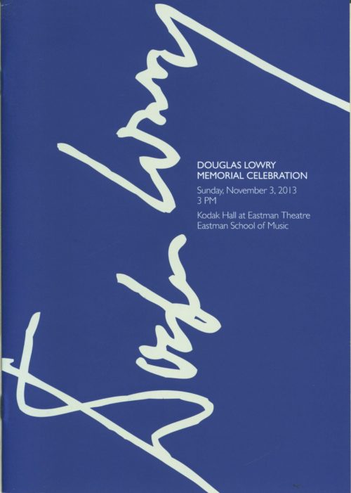 Douglas Lowry Memorial Celebration front cover page 1 Douglas Lowry Memorial Celebration front cover page 1