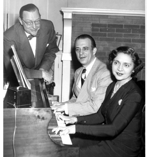 ESPA 8x10 31-96 Mr. Echániz at the keyboard with Spanish concert pianist Amparo Iturbi (1898-1969) joined by Howard Hanson.