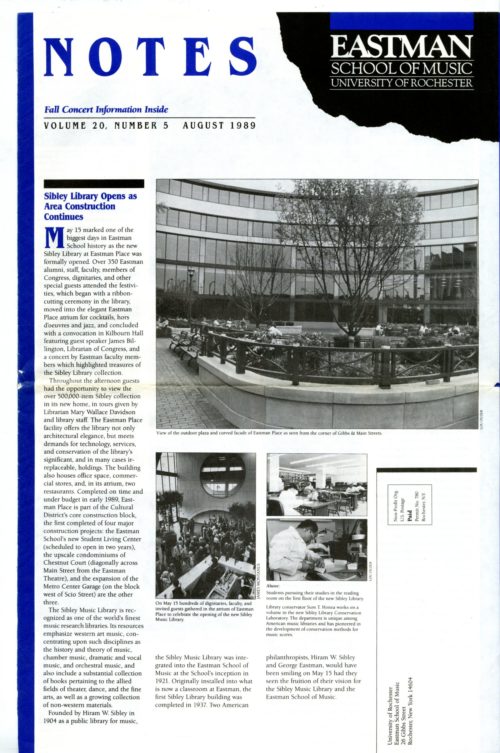 Eastman Notes vol 20 no 5 front page