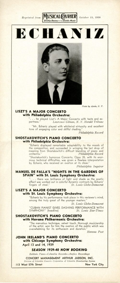 Echaniz box 1-2 1938 Musical Courier promo 1938 Musical Courier promo