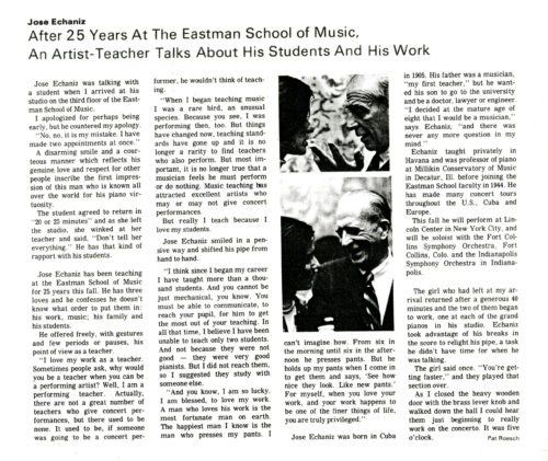 Echaniz reference file 1969 article One of numerous instances when Mr. Echaniz commented in print on his love of teaching.