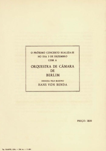 Printed program for the first concert on the tour.