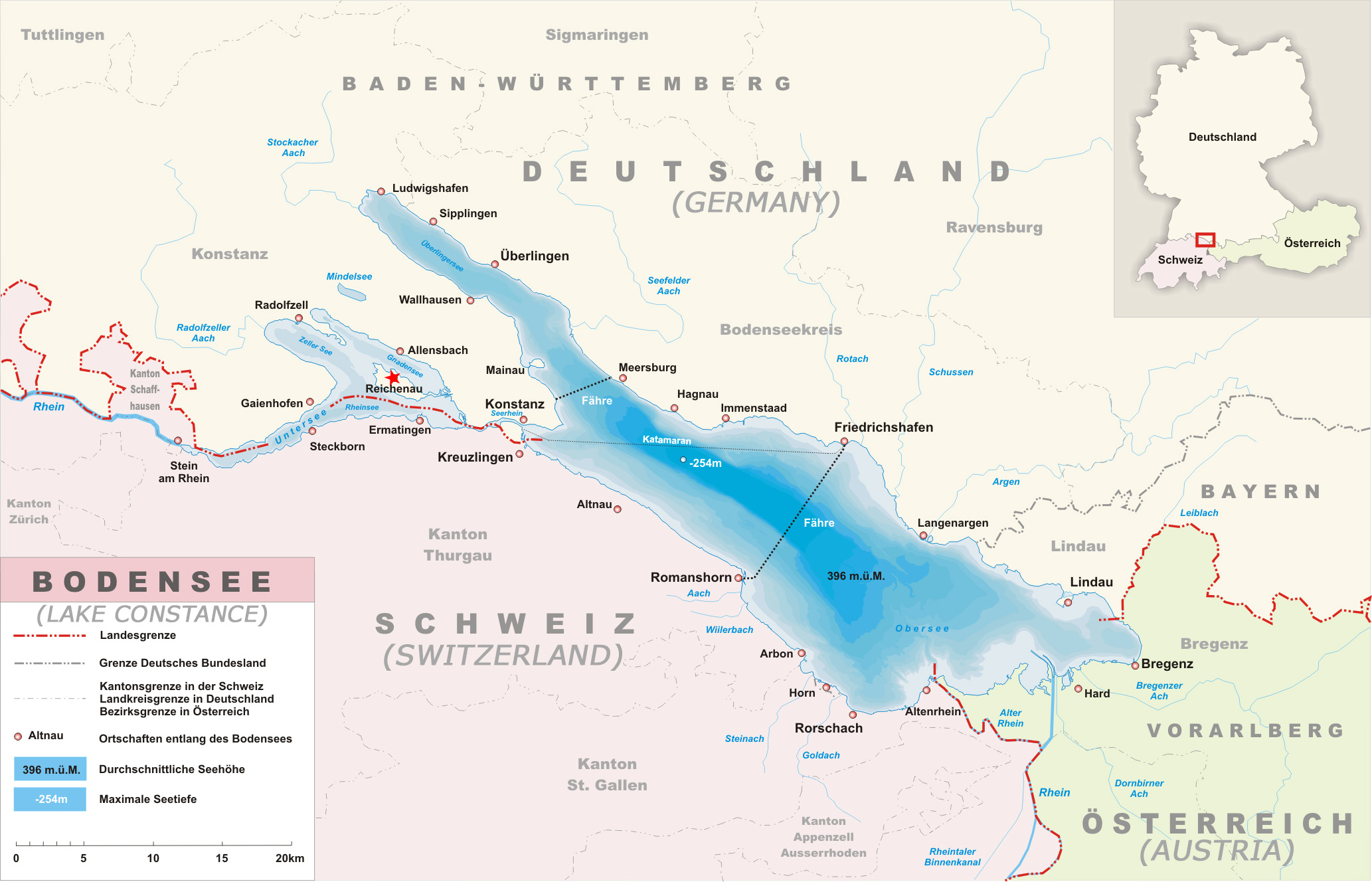 Map of Reichenau on Lake Constance Map of Reichenau on Lake Constance