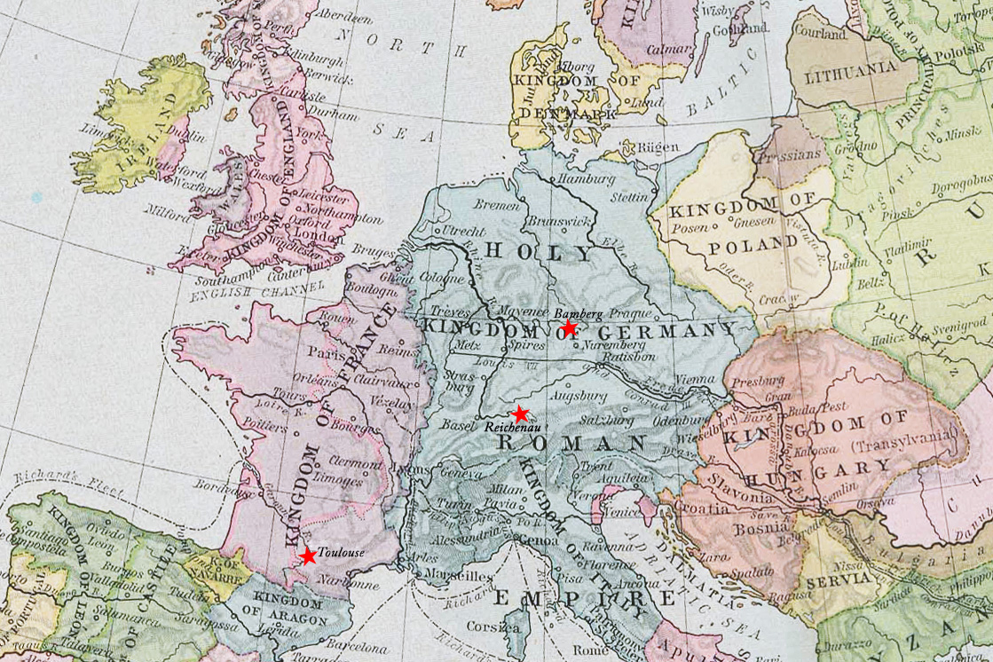Map of central Europe, ca 1190 Map of central Europe, ca 1190