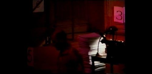Part I at 29-14 his silhouette visible, performer has lowered himself to the house floor and has left the stage