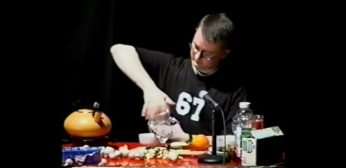Part II at 34-06 performer preparing something to eat (and does eventually eat it)