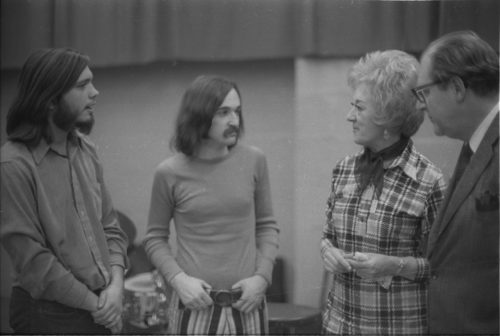 R1180-32A Marian McPartland with Walter Hendl in conversation with Professor Donald Hunsberger and with two Eastman School students