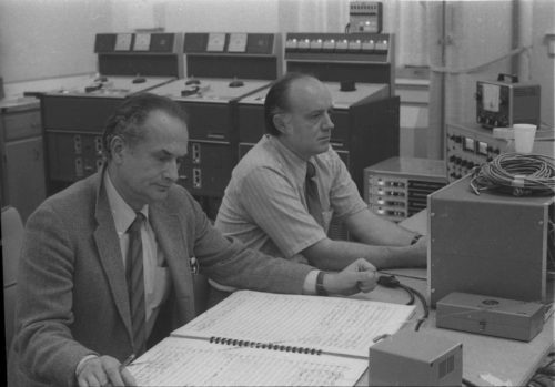 Recording personnel are in place to record the Eastman Philharmonia concert at Lake Avenue Baptist Church. Numerous Eastman School performances took place in off-site venues during the year 1971 when the Eastman Theater was undergoing renovations, and suitable arrangements were often made to support off-site audio capture.
