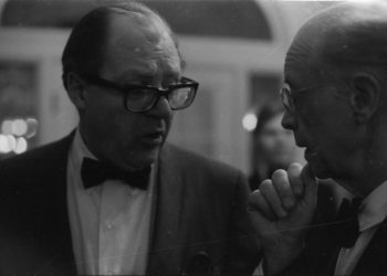 Rudolf Serkin in conversation with Eastman School Director Walter Hendl at the post-concert reception hosted by Director and Mrs. Hendl at Hutchison House.