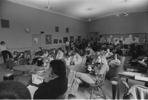 R1490-4A During the joint conference of the CBDNA and the National Wind Ensemble Conference in Rochester, Frederick Fennell met informally with Eastman School students on the afternoon of April 5th, 1972. Two days later he would make a guest conducting appearance with the ensemble that he had founded twenty years earlier.