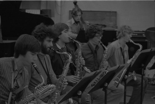 R2233-18 Eastman New Jazz Ensemble saxophone section in rehearsal.