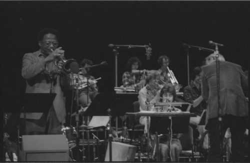 R2825-31 Clark Terry appearing as the featured soloist on-stage in the Eastman Theater, April 23, 1980
