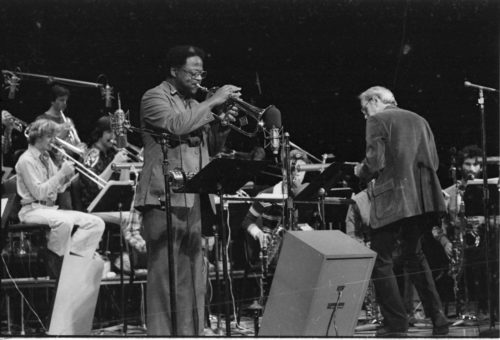 R2825-32 Clark Terry appearing as the featured soloist on-stage in the Eastman Theater, April 23, 1980