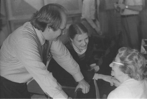 R2889-13 L-R, John Perry, an unidentified student, and Cécile Genhart.