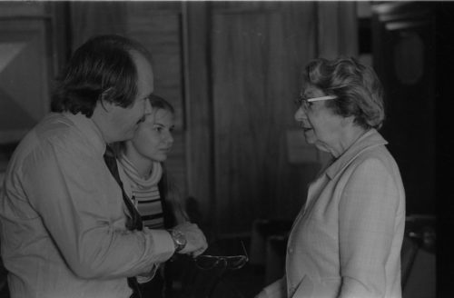 R2889-20 L-R, John Perry, an unidentified student, and Cécile Genhart.