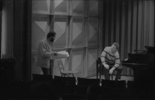 R3056-14A Paul Jacobs working with Eastman piano majors in Howard Hanson Hall.