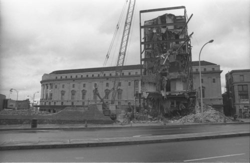 shots taken on March 12th, 1983 show the progress of the demolition in what was specifically referred to as “the Eastman School’s front yard”.