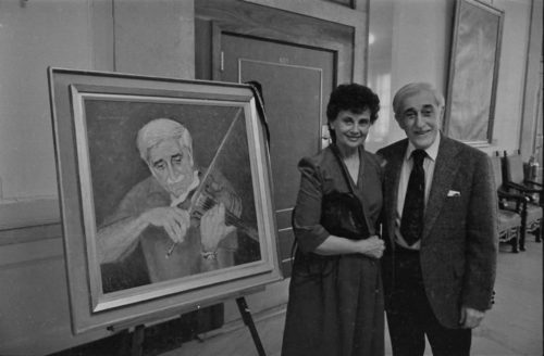 R3232-18 Professor and Mrs. Celentano at the portrait unveiling.