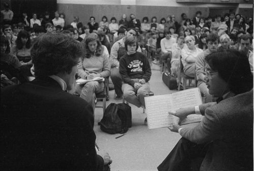 R3302-29A Mr. Ma working with an Eastman School student in Room 120 (today the Rayburn Wright Room).