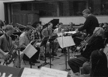 Fred Sturm conducts while Bob Brookmeyer