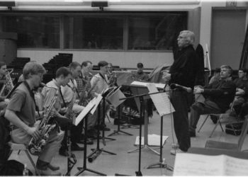 Bob Brookmeyer directing members of the Eastman Jazz Ensemble in rehearsal