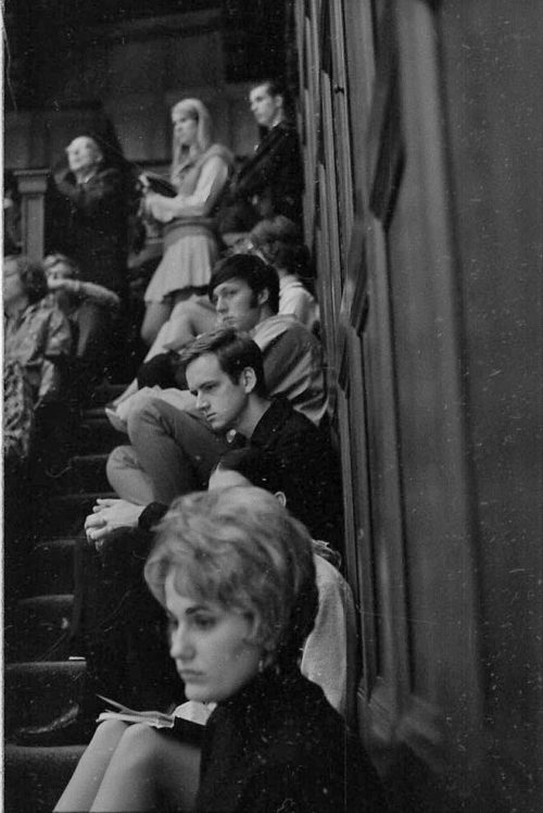 R742-15 Students in seated in the aisle in Kilbourn Hall during the concert, an indication of the turn-out in the hall that morning.