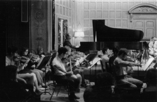 R742-17 The student orchestra is joined by faculty member Eugene List, pianist.