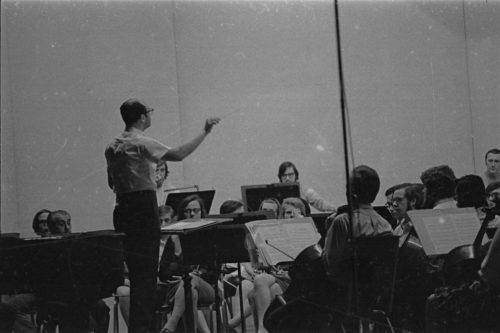 Samuel Adler conducts the volunteer orchestra