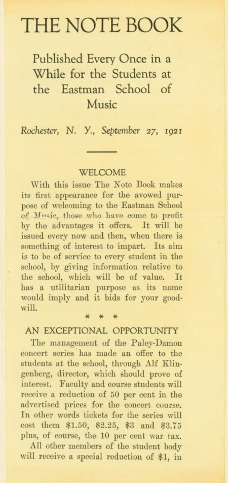 TNB Sept 27 1921 first page Page 1 of The Note book September 27 1921
