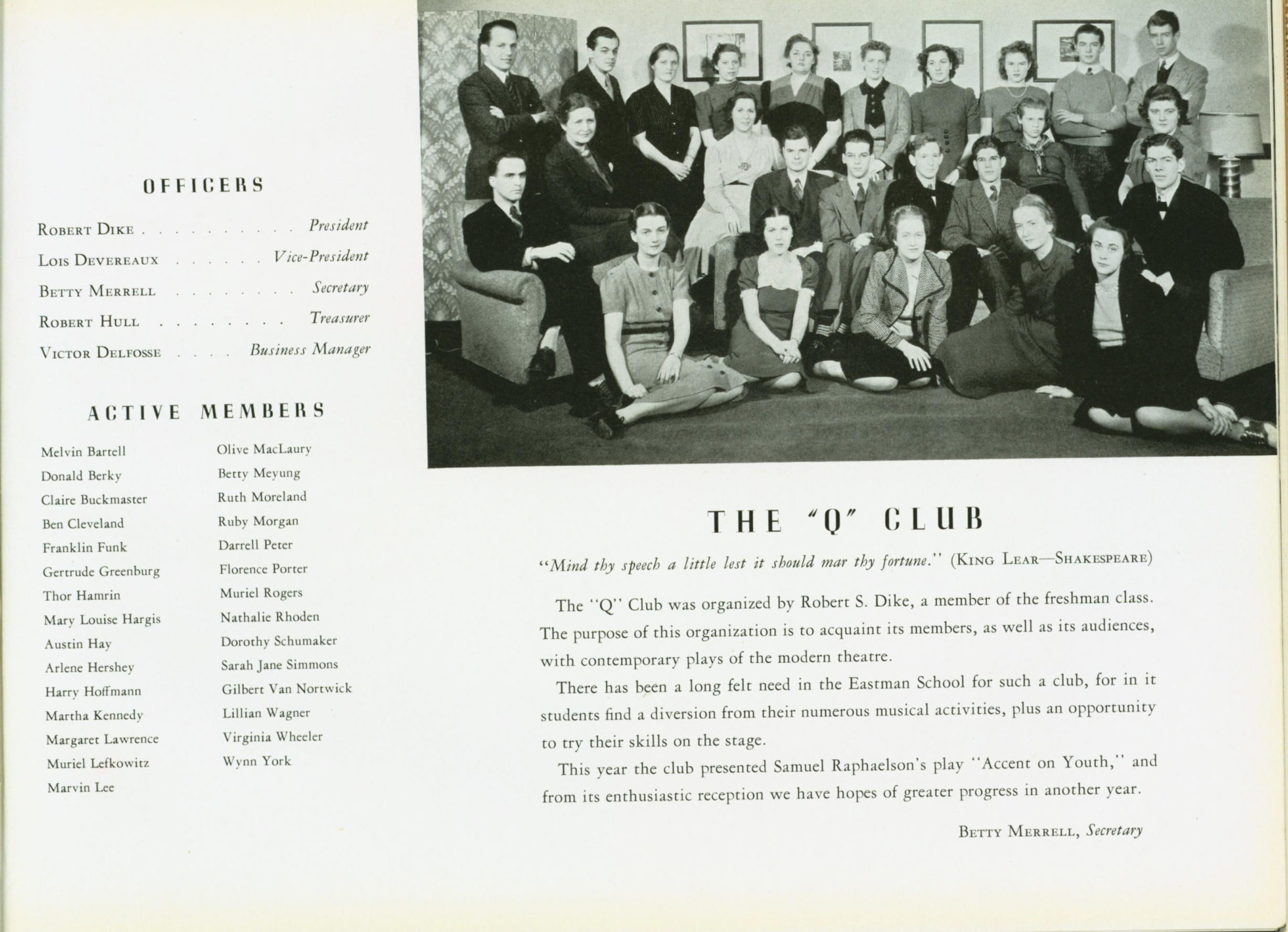 The Score 1939 full page The Q Club The Score 1939 full page