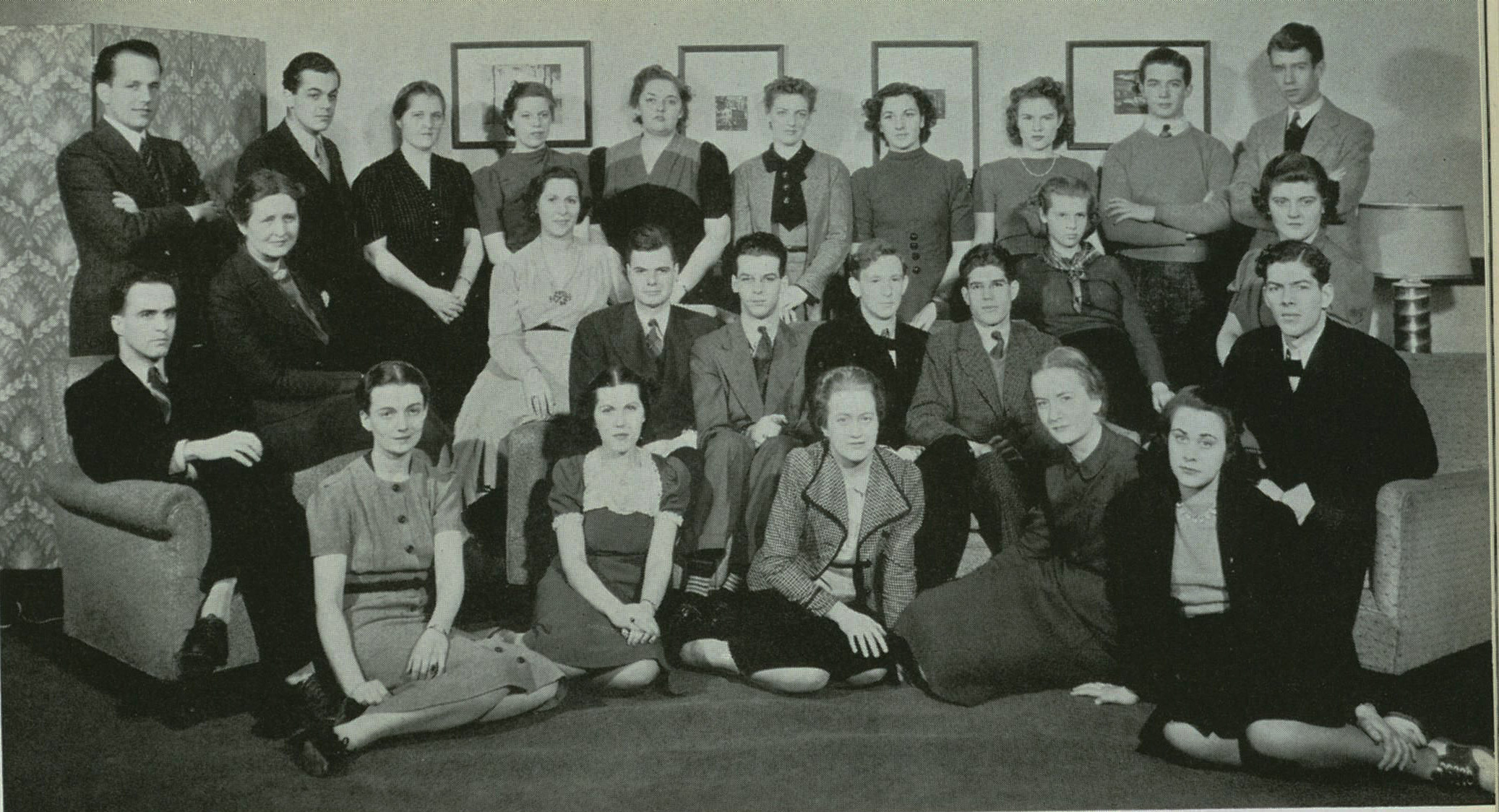 The Score 1939 group shot The Q Club Group shot of the members of the “Q” Club in 1938-39, published in The Score 1939. Besides the four officers, the club counted 29 active members in its first year.