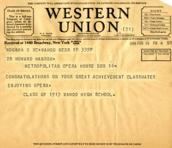 telegram: Wahoo High School class of 1913