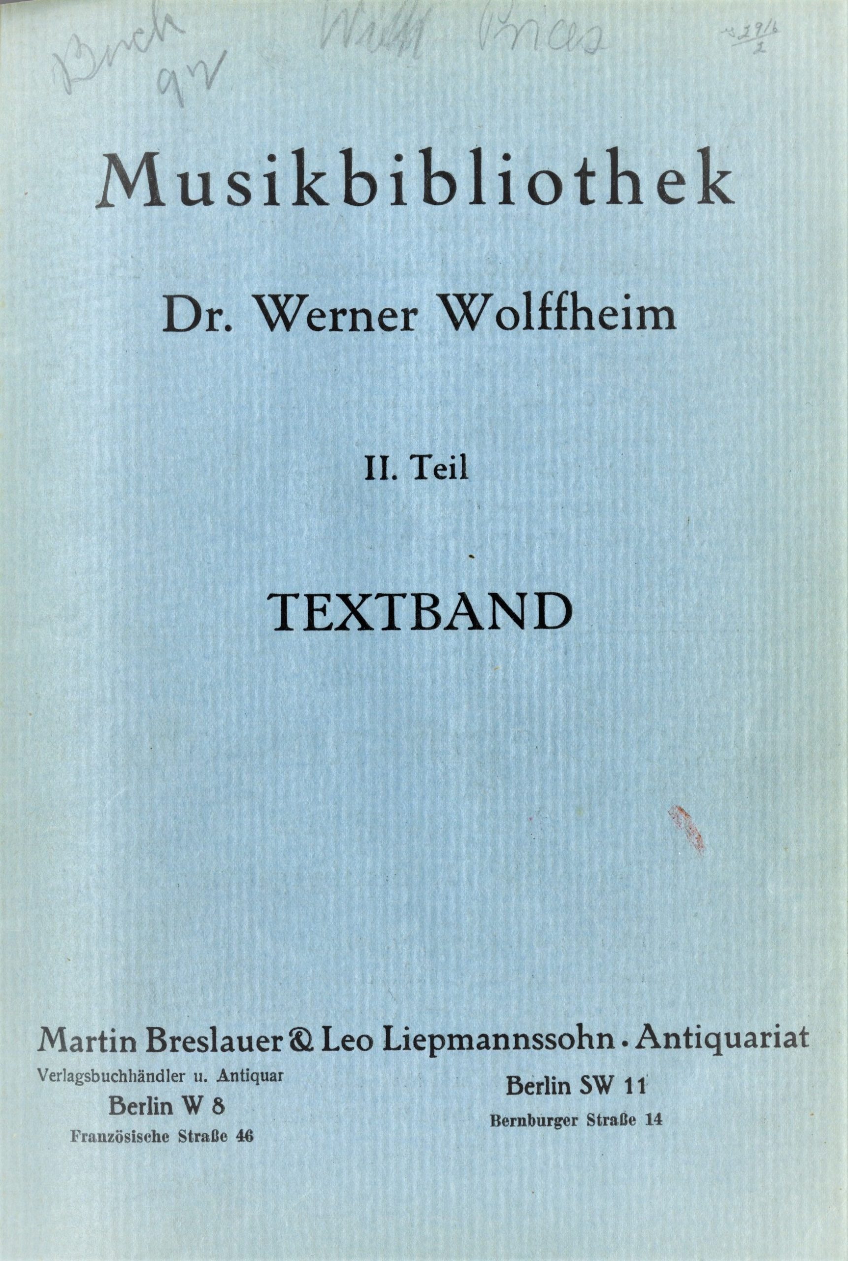 Wolffheim auction catalog vol 2, cover Wolffheim auction catalog vol 2, cover