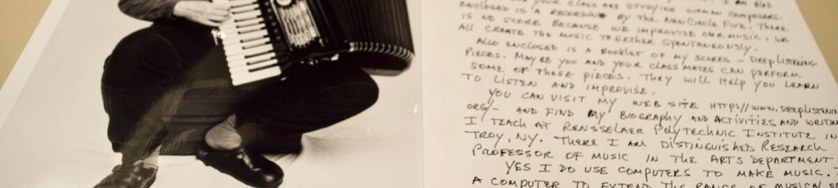 Women Composers Collection II
 	Letter and publicity photograph from Pauline Oliveros. From Women Composers Collection II, Box 5, Folder 24.