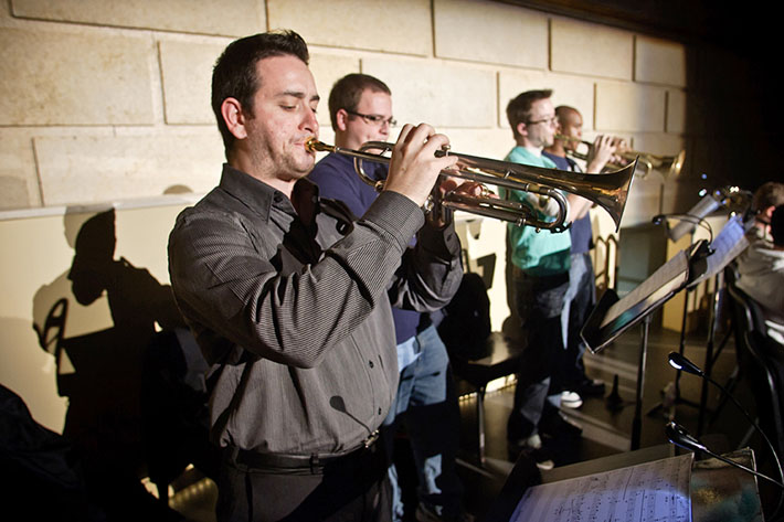The Eastman Jazz Ensemble rehearsing for the Prism concert The Gift of Music