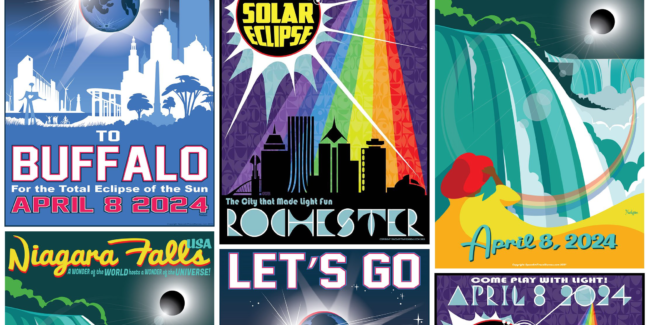 Feature posters for Tyler Nordgren exhibit at Eastman, June 2023.