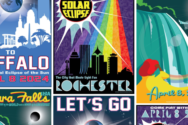 23COM70393TylerNordgrenEclipsePosterExhibit Feature posters for Tyler Nordgren exhibit at Eastman, June 2023.