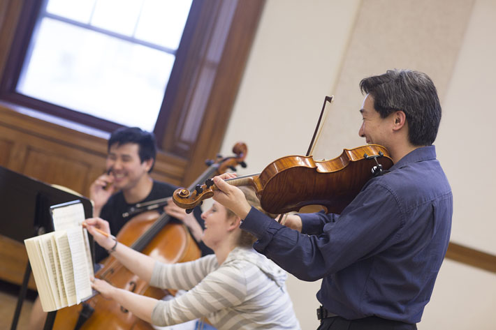 A student chamber group is coached by members of the Ying Quartet, Eastman’s quartet-in-residence