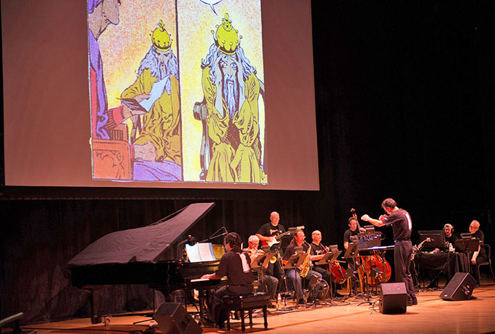 A unique interpretation of the opera Pelléas et Mélisande during the 2012 Debussy Festival: no singers and a jazz-ensemble musical accompaniment to projections from a Pélleas comic book by P. Craig Russell.