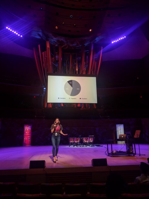 image of presenter onstage